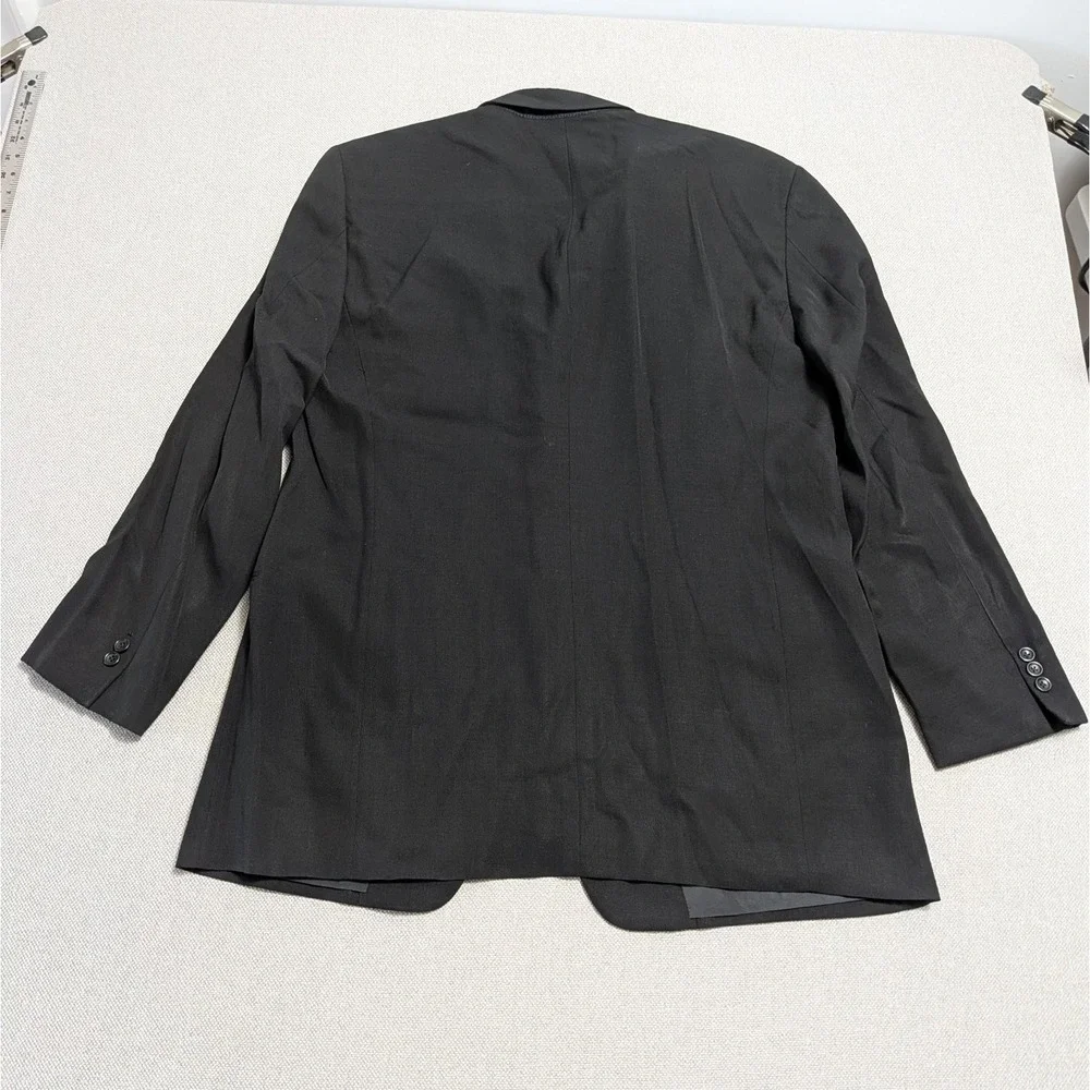 Armani Collezioni Mens 44L Black Wool Suit Jacket Notch Lapel Made in Italy Prom